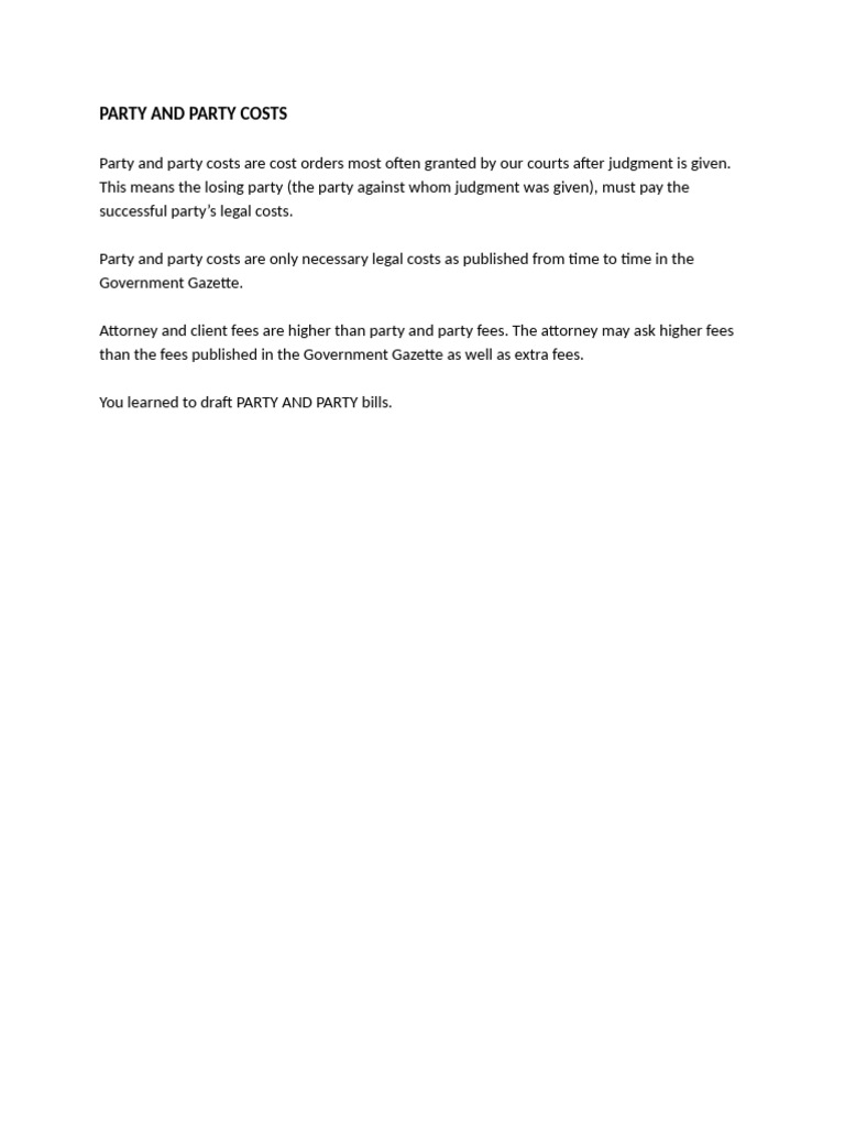 Boc Party and Party Costs PDF