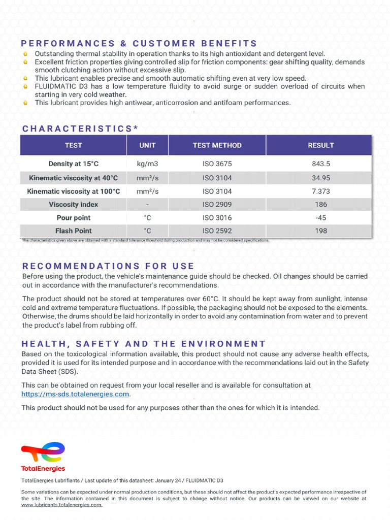 TDS TotalEnergies FLUIDMATIC-D3 TCQ EN | PDF