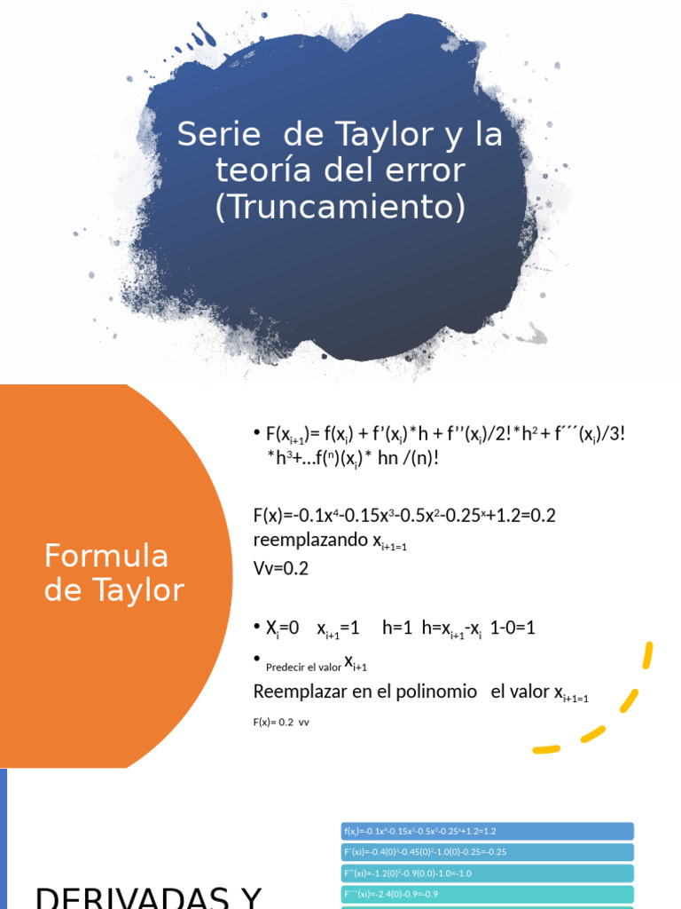 Serie de Taylor y Teoría del Error | PDF | Métodos y materiales de ...
