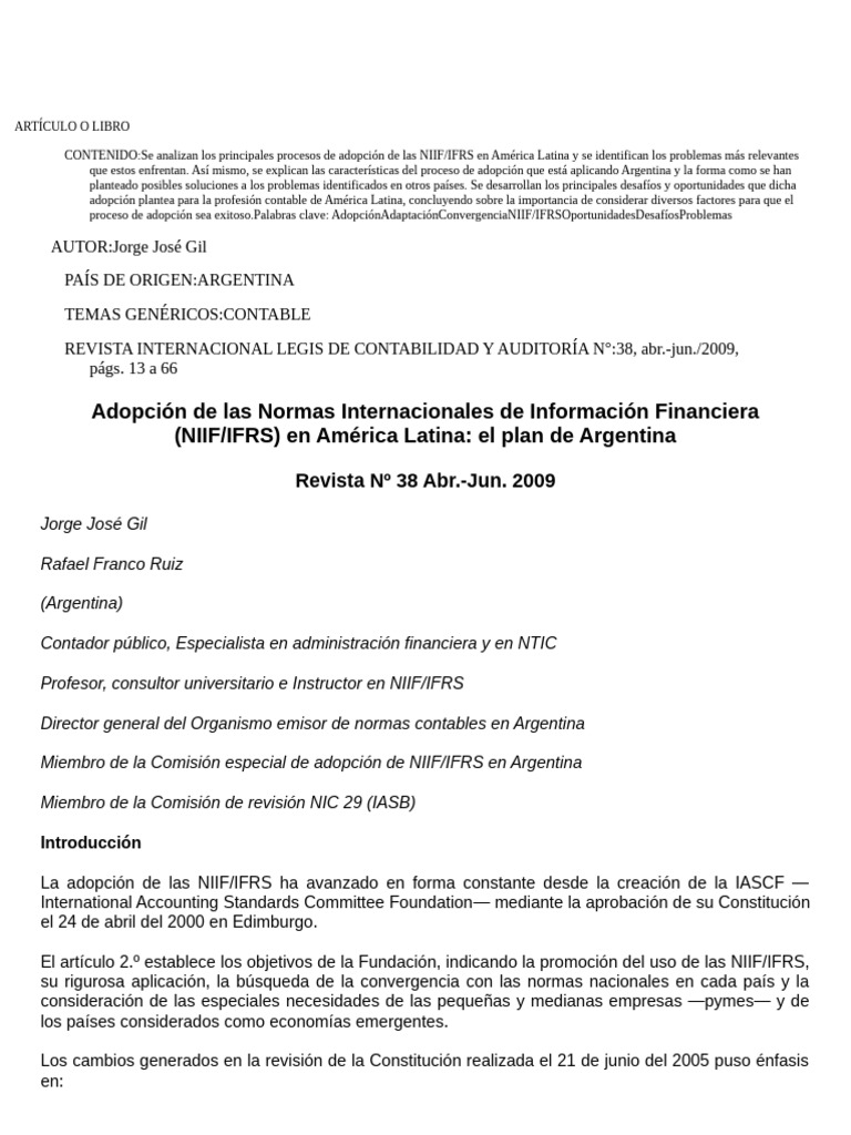 Adopción de Las Normas Internacionales de Informac RTF 944 | PDF