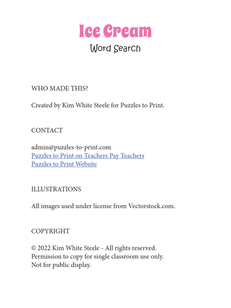 Ice Cream Word | PDF