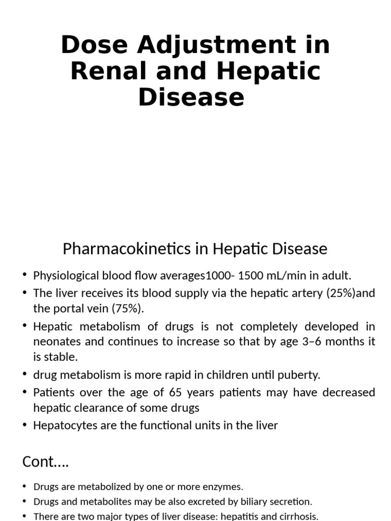 Dose Adjustment in Renal and Hepatic Disease | PDF