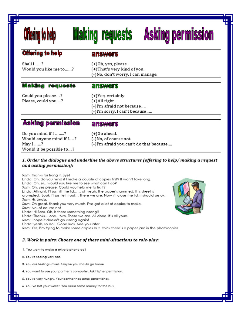 Asking and Offering Help Exercisr | PDF