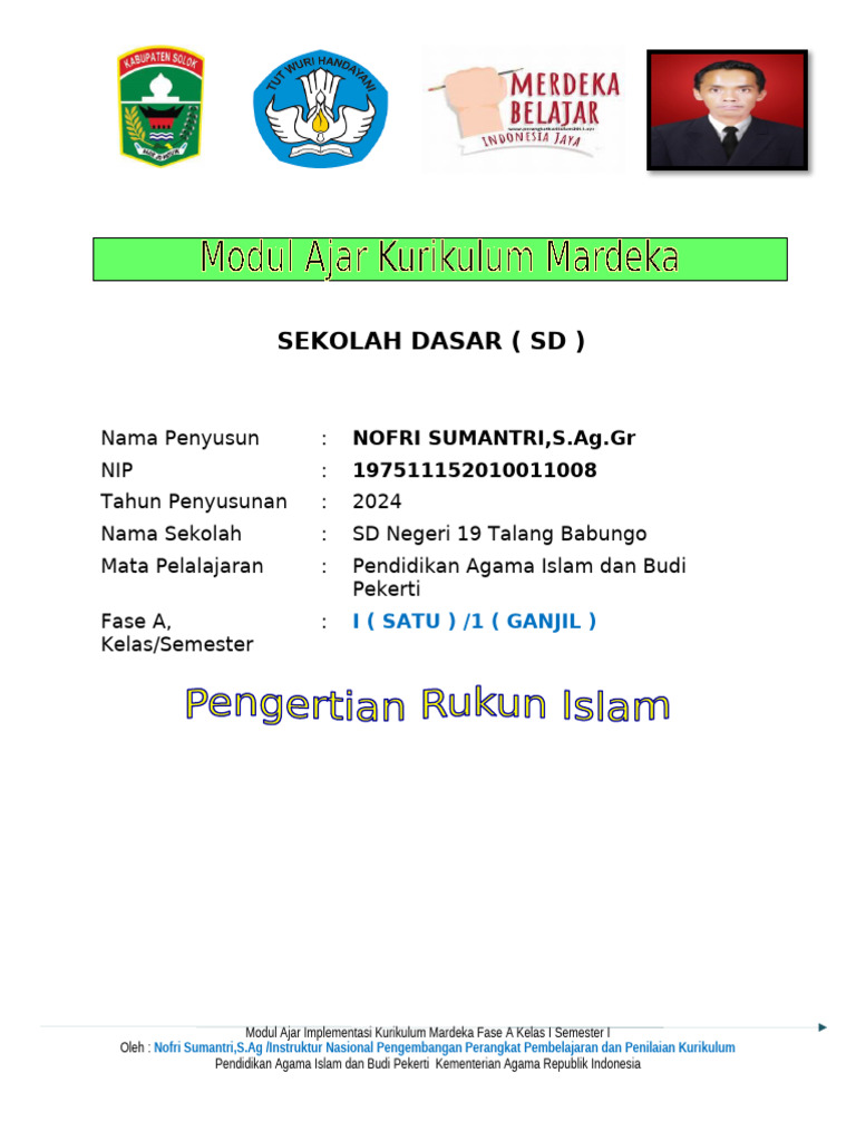 Modul Ajar Kelas 1 Bab 4 Materi Rukun Islam Pdf