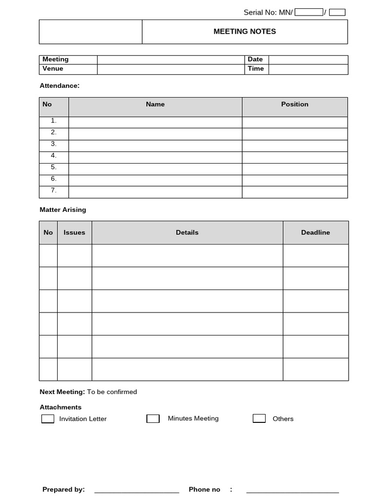 Meeting notes form pdf