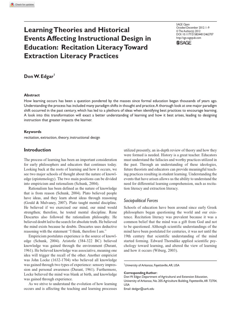 Edgar 2012 Learning Theories and Historical Events Affecting ...