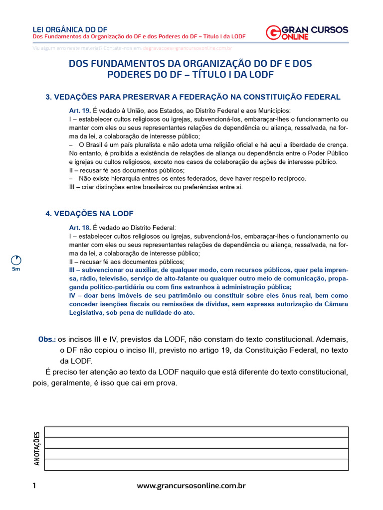Aula 3 - Dos Fundamentos Da Organiza o Do DF e Dos Poderes Do DF - T ...