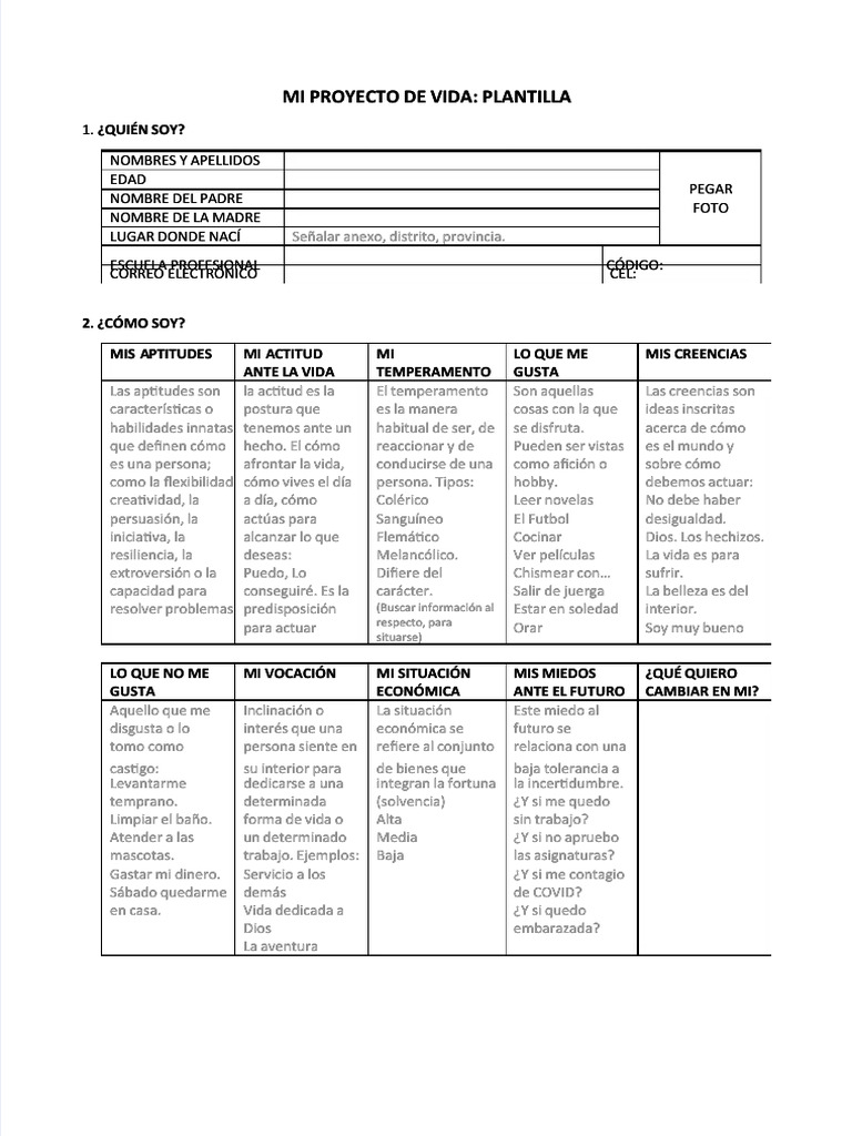 PDF Plantilla Proyecto de Vida Estudiantes - Compress | PDF