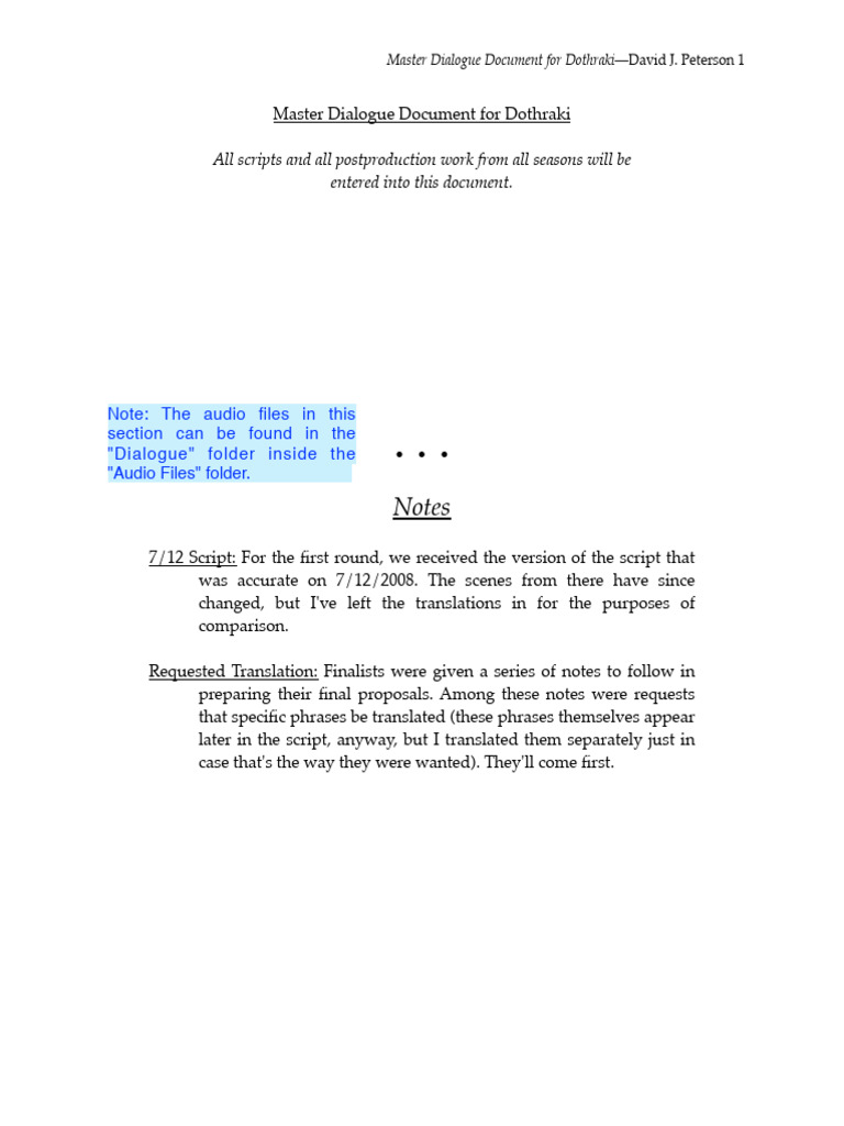 Game of Thrones Master Dialogue s1s2 | PDF