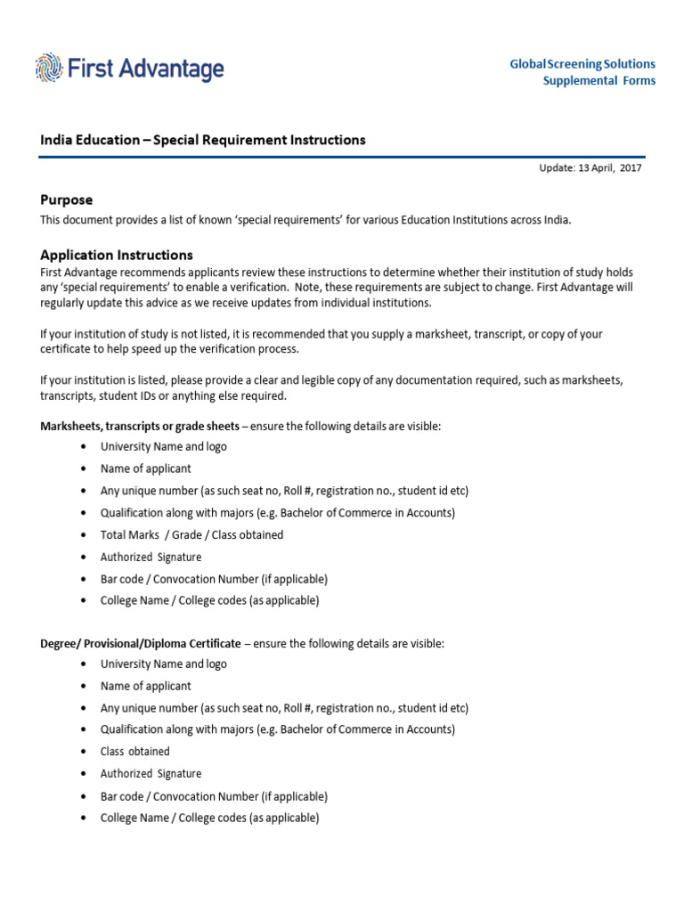 India Education Instructions 2 | PDF