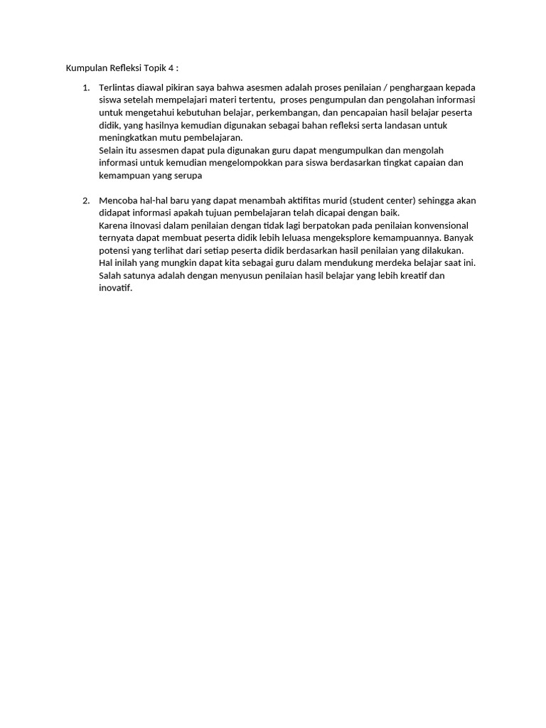 Kumpulan Refleksi Topik 4 | PDF
