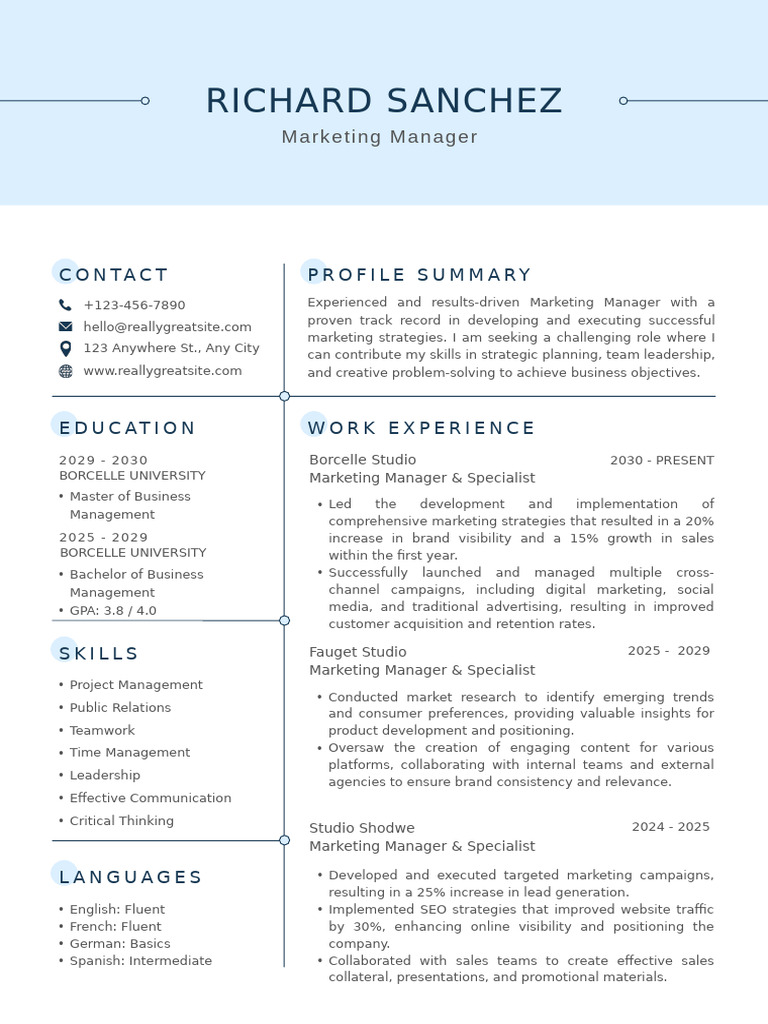 Blue Simple Professional CV Resume | PDF