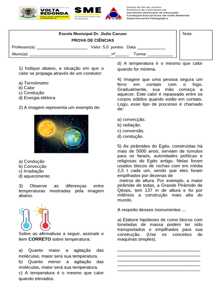 PROVA de Ciencias - 7 Ano 1b | PDF