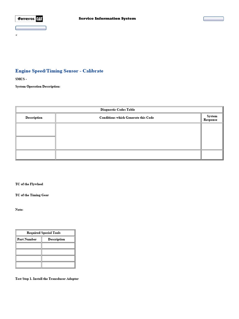 Engine Speed Timing Sensor - Calibrate | PDF