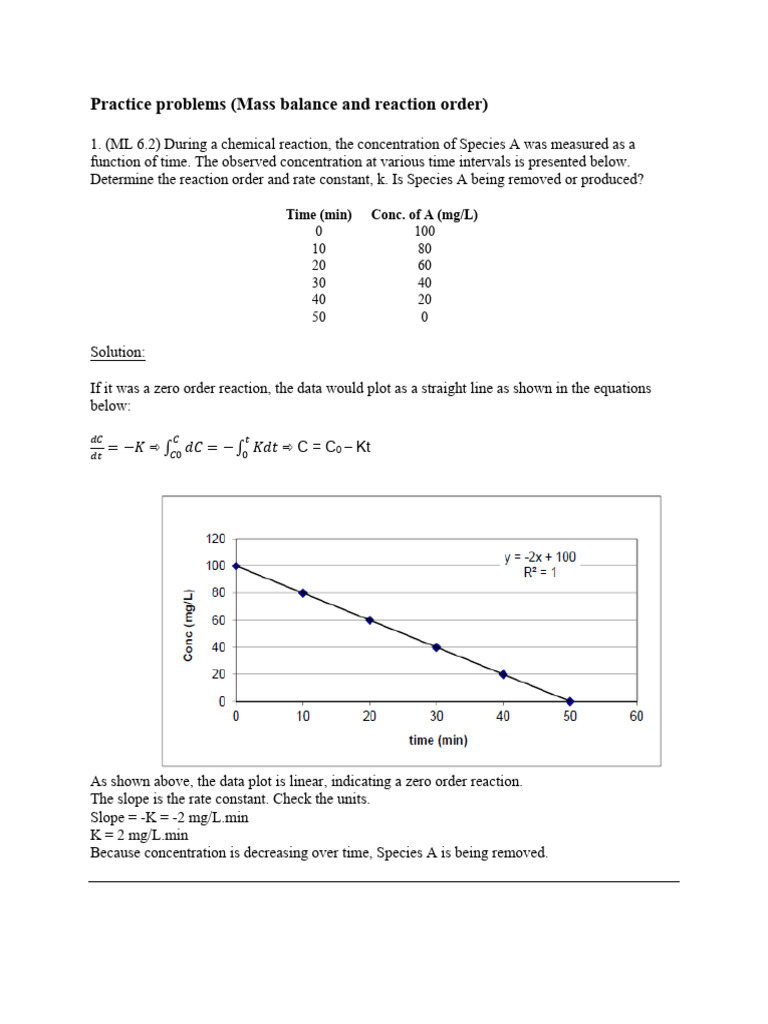 10 - Mass Balance, Reaction Kinetics (PP Solution) | PDF