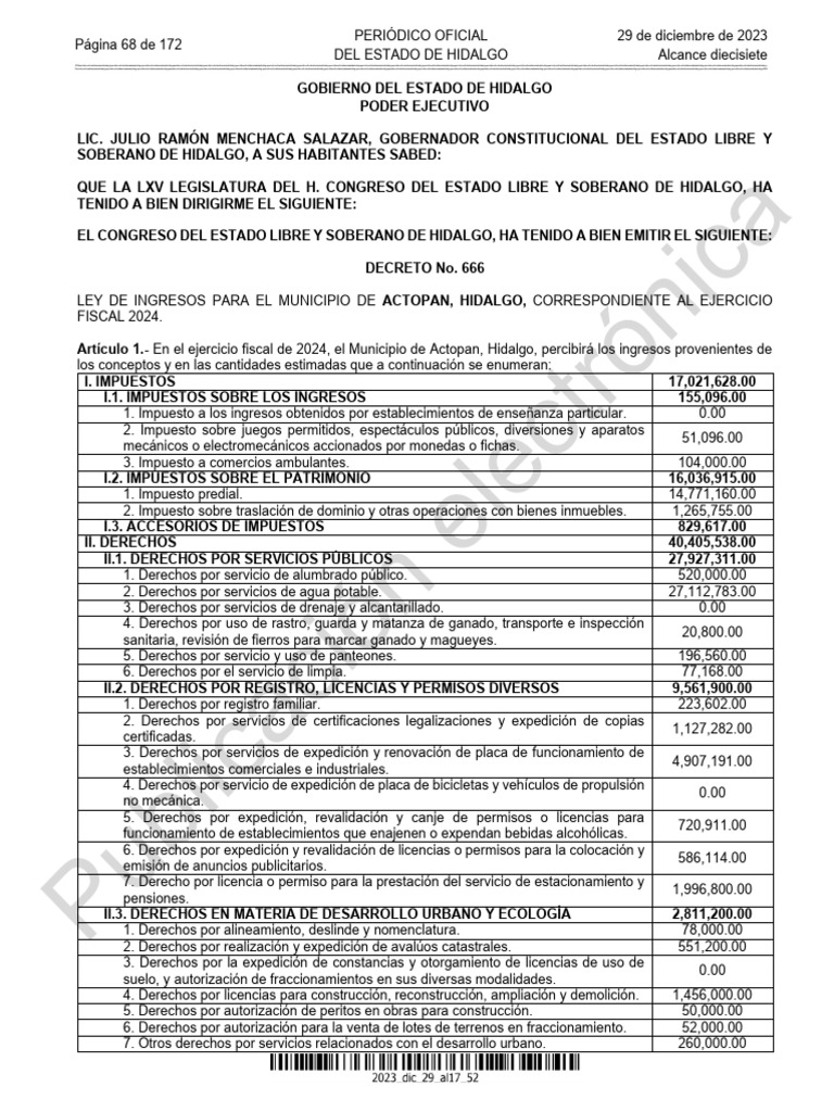 Ley de Ingresos 2024 | PDF