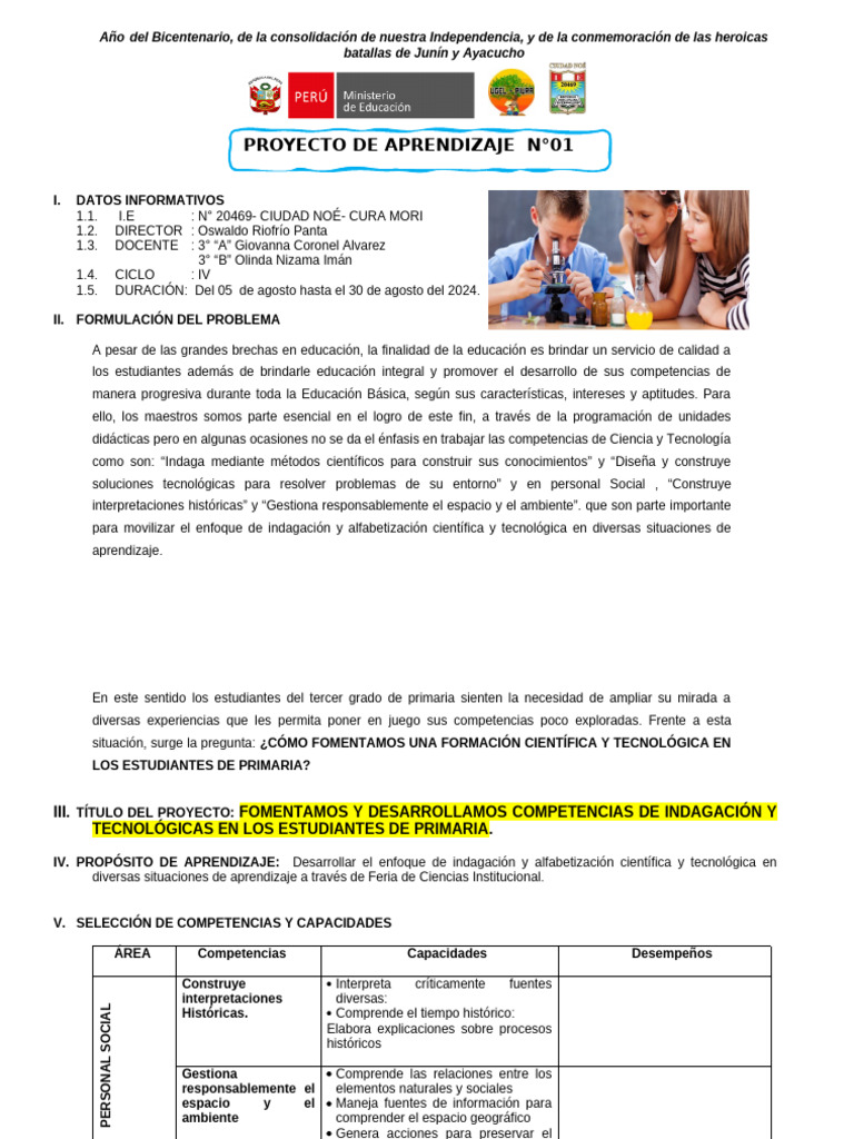 Proyecto N 01 Tercer Grado | PDF | Aprendizaje | Reciclaje