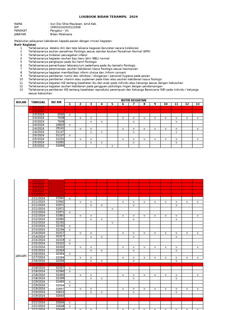 Logbook Febuari 2024 Pdf