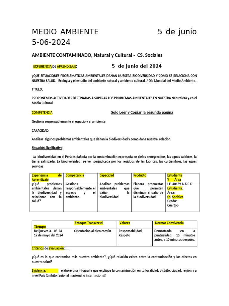 MEDIO AMBIENTE 5 de Junio 5 | PDF | Entorno natural | Contaminación