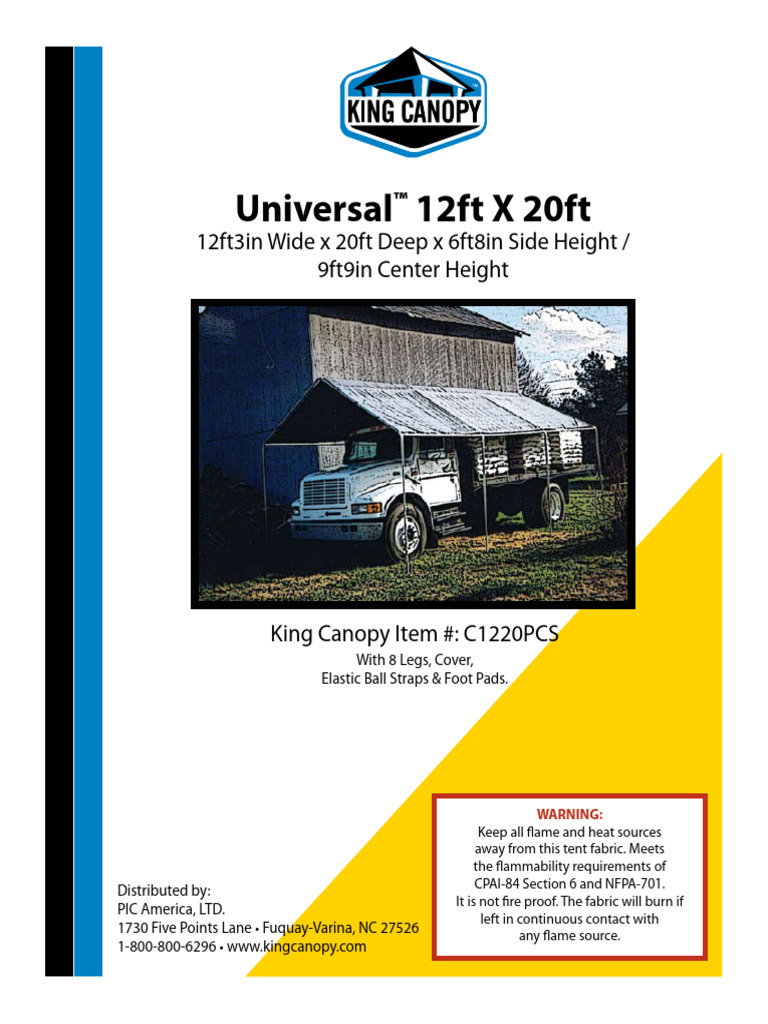 King Canopy 12 X 20 Installation | PDF