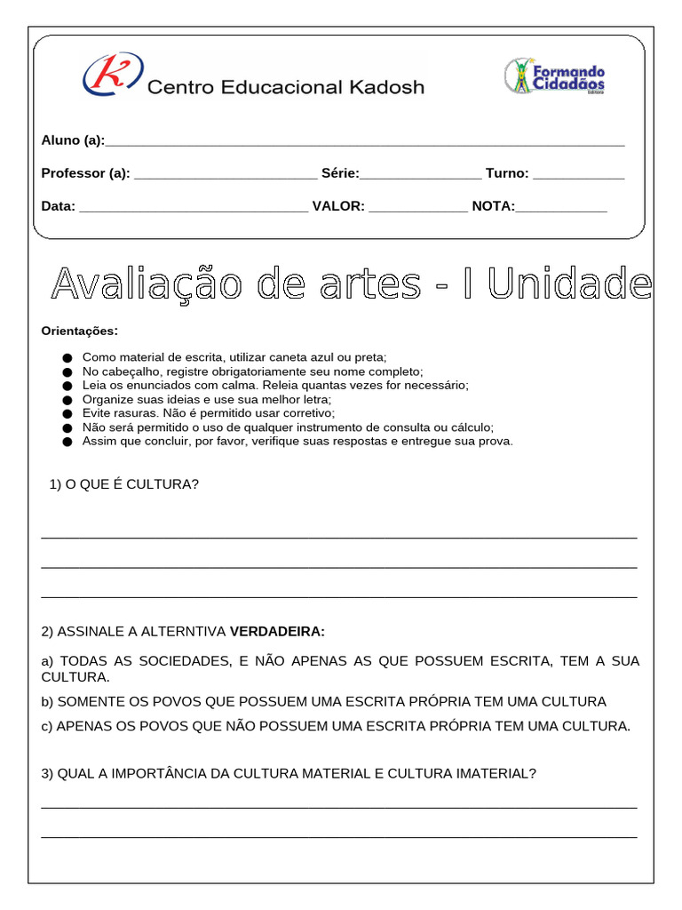 Atividades de Artes para 6º Ano | PDF | Pinturas | Modernismo