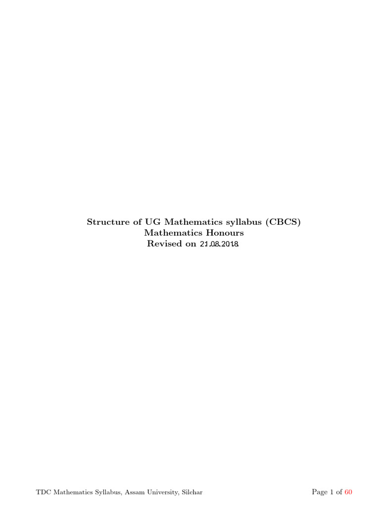 Revised Ug Cbcs Mathematics 2018 | PDF