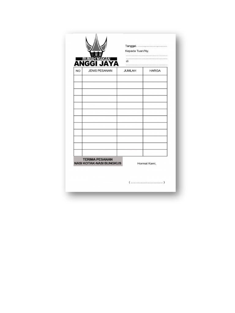 Bon Rumah Makan Padang | PDF