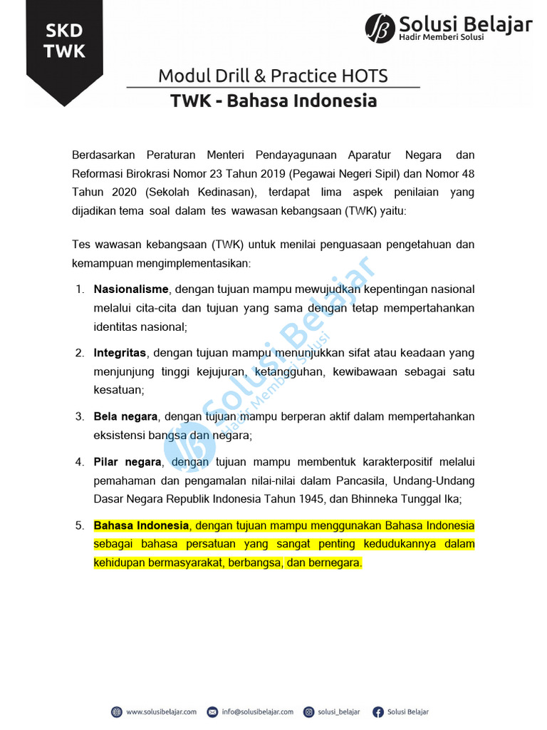 Materi TWK Bahasa Indonesia | PDF