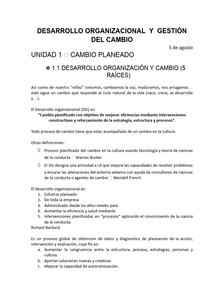 Desarrollo Organizacional y Cambio | PDF | Planificación | Crecimiento ...