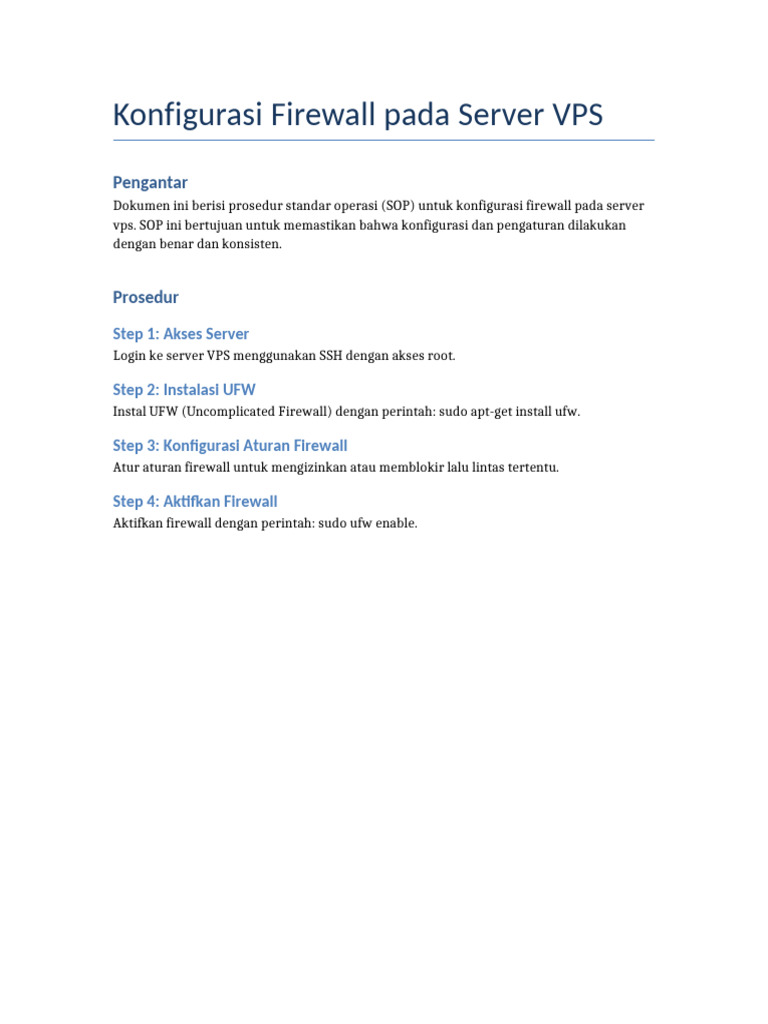 Sop Konfigurasi Firewall Pada Server Vps Pdf