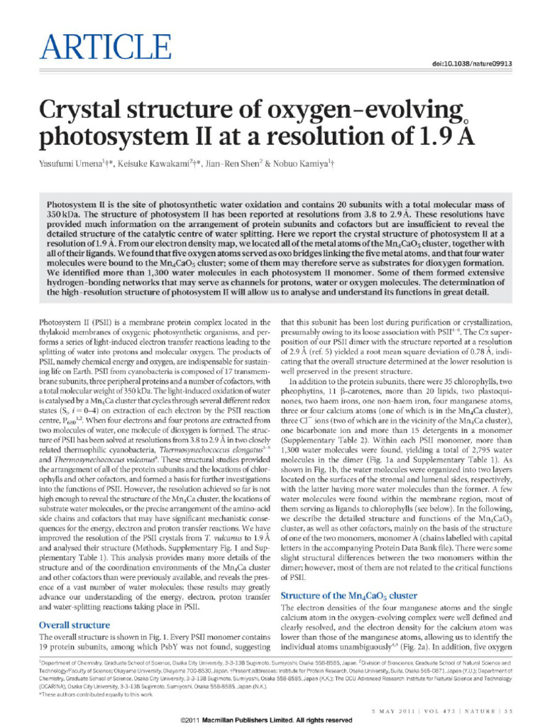 Crystal Structure of Oxygenevo PDF | PDF