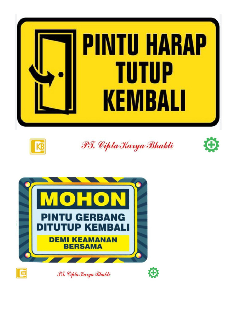 Rambu Pintu Proyek Harap Ditutup Kembali | PDF
