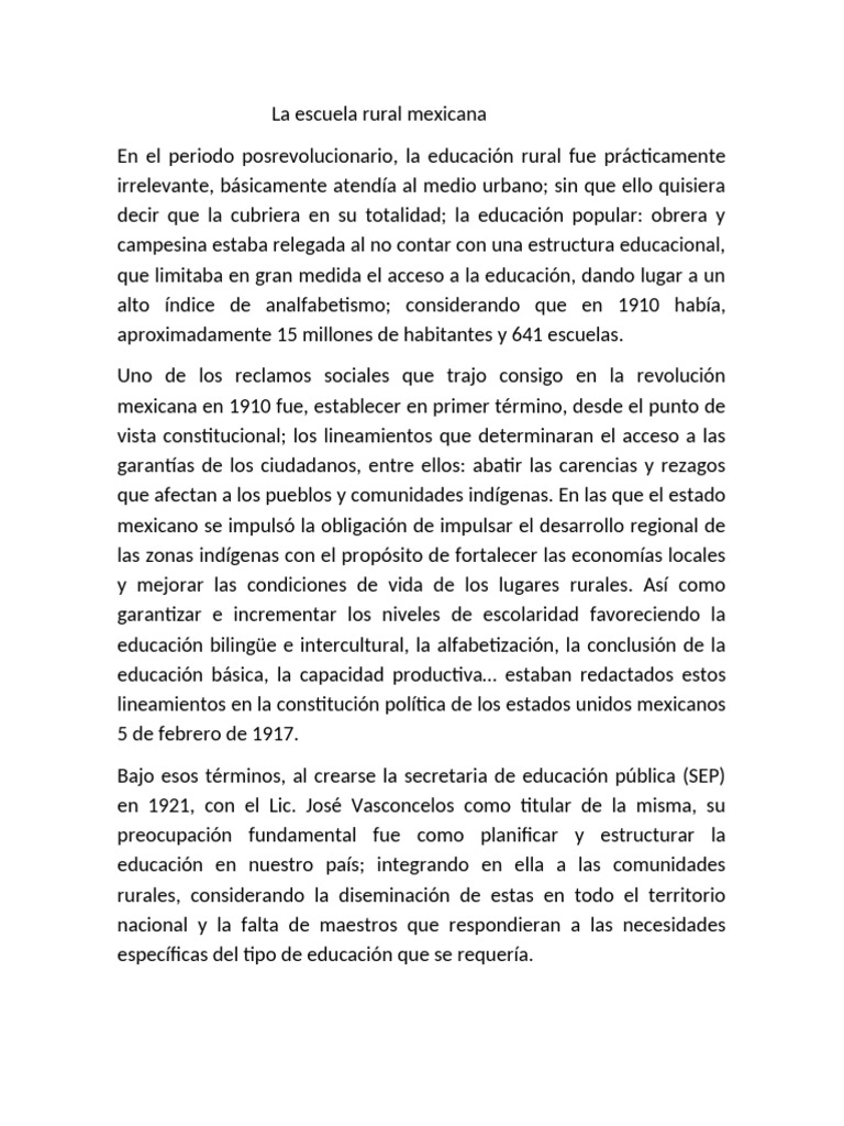 La Escuela Rural Mexicana | PDF