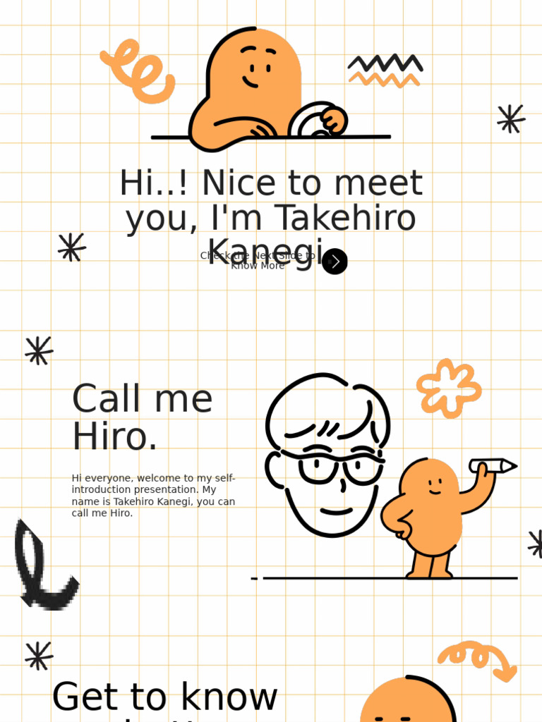 Orange and White Illustrative Self Introduction Presentation | PDF
