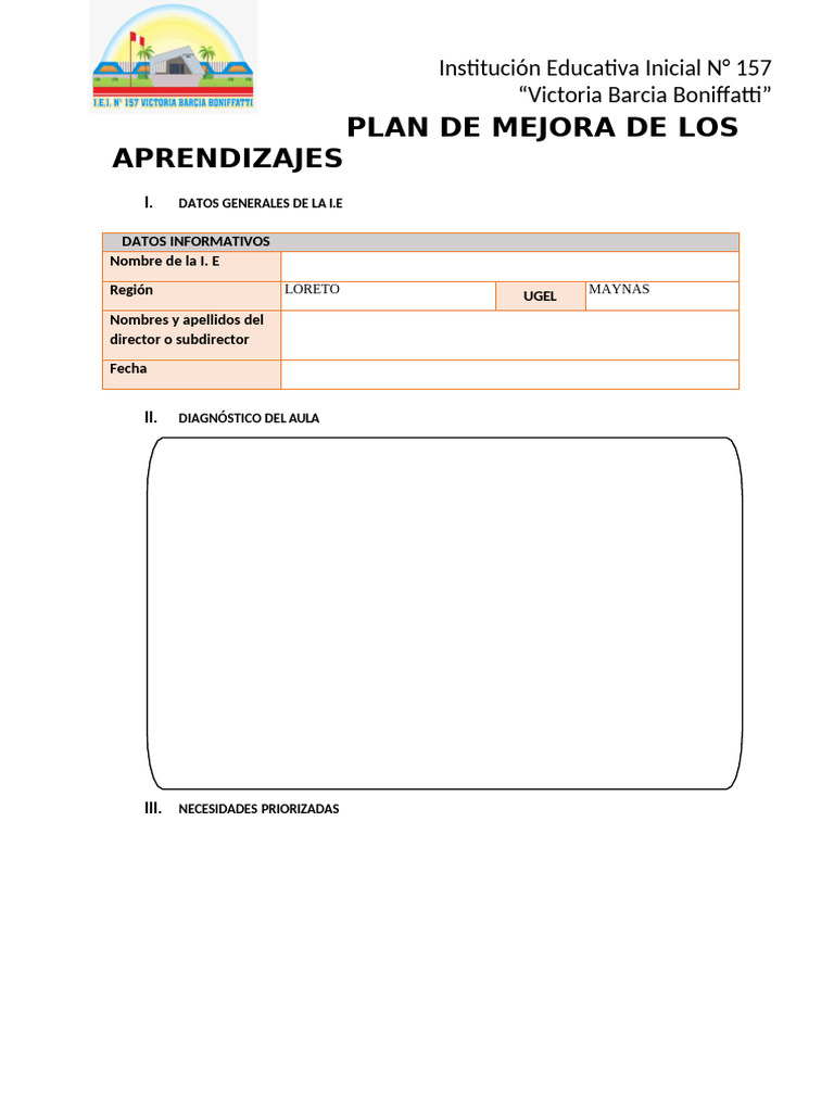 Plan de Mejora de Los Aprendizajes - 2024 | PDF