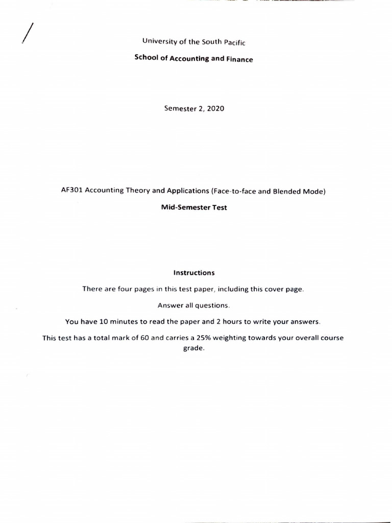 AF301 MST Sem 2 2020 PDF | PDF