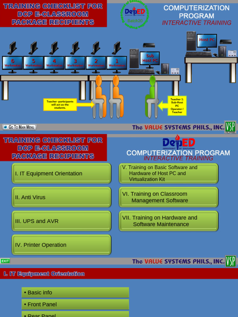 Training Checklist For DCP E-Classroom Package Recipients - F9 | PDF