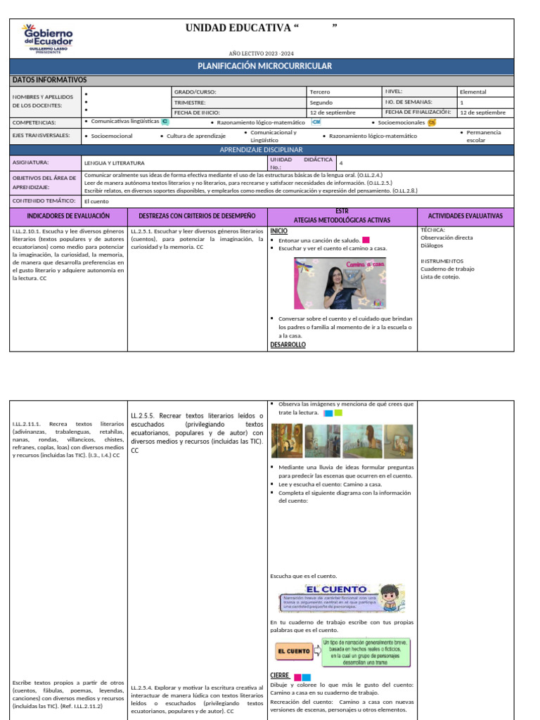Planificacion Dua Tercer Año Basica Elemental | PDF
