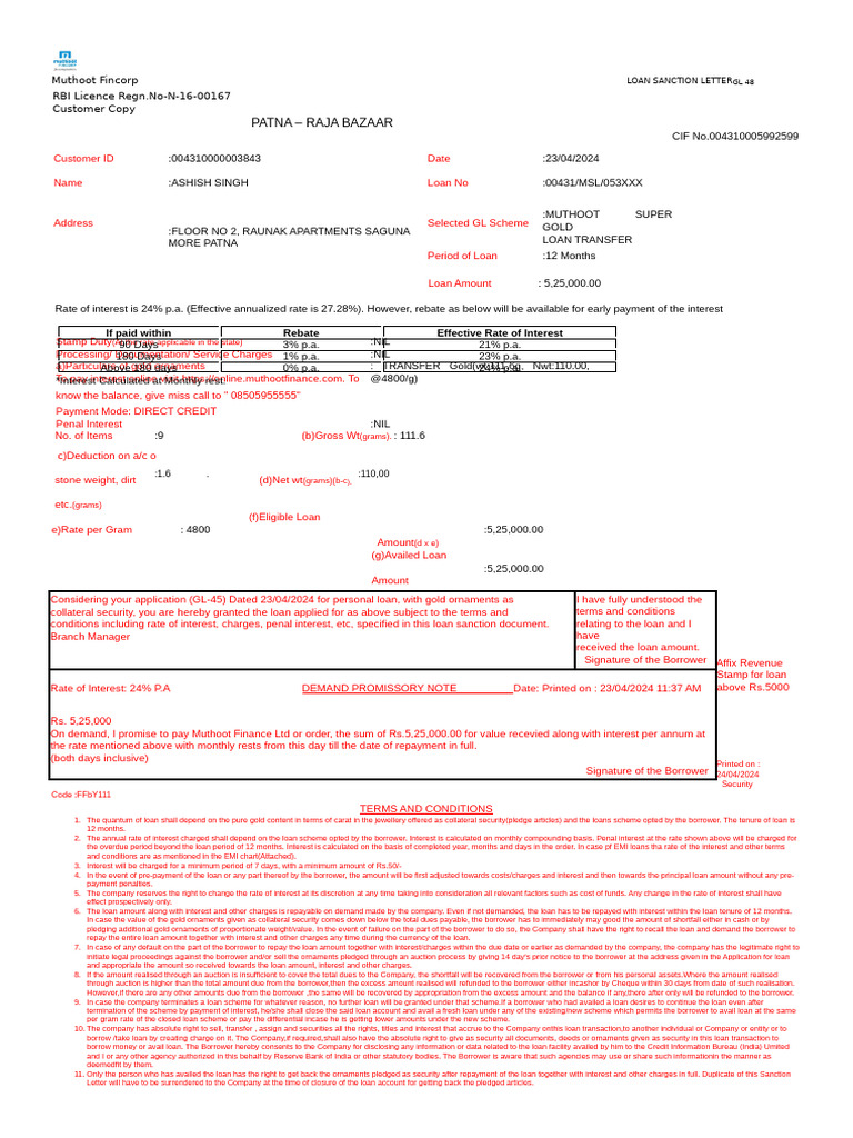Pledge Receipt | PDF
