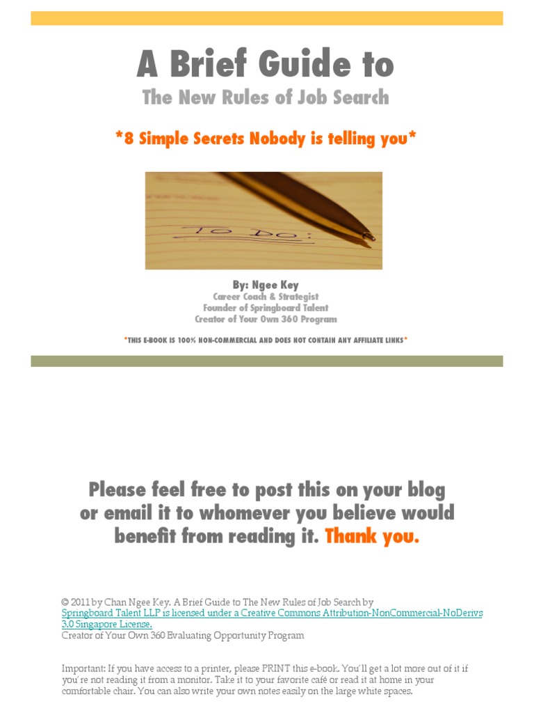 A Brief Guide To: The New Rules of Job Search | PDF | Employment ...