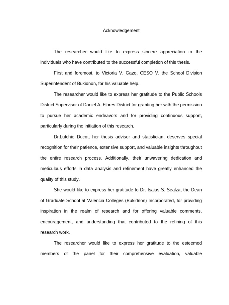 Sample of Acknowledgement 4 | PDF