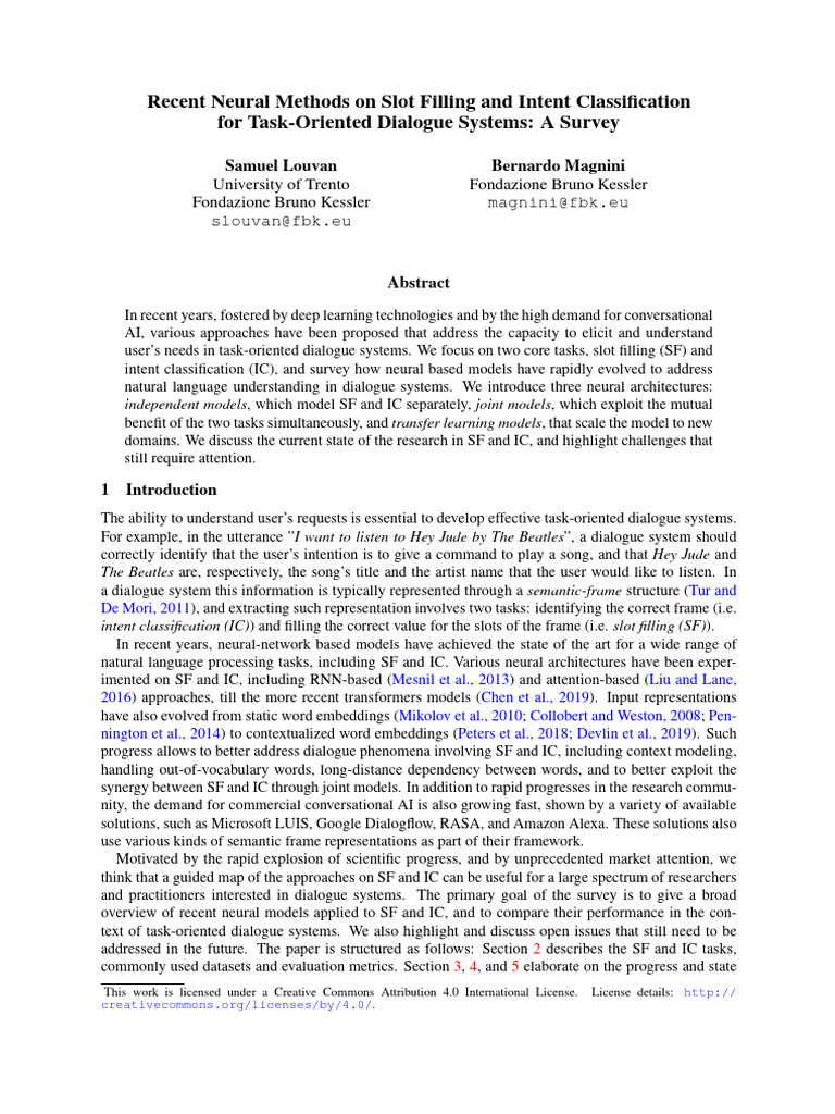 Recent Neural Methods On Slot Filling and Intent Classification For ...