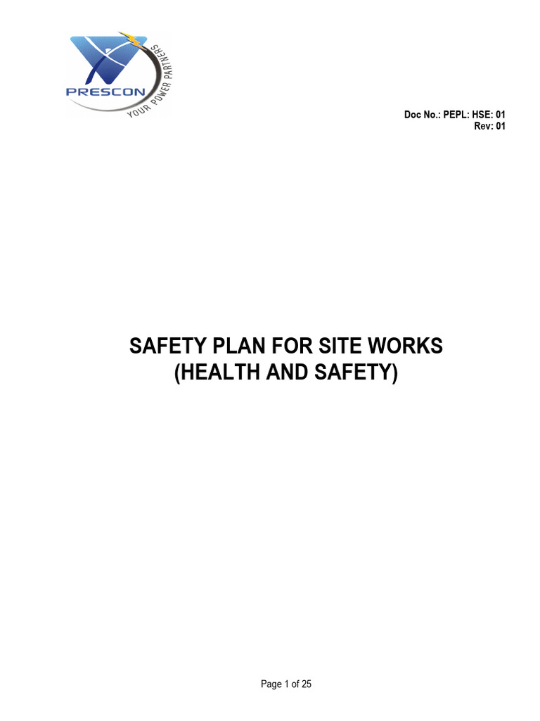 Safety Plan For Site Works | PDF