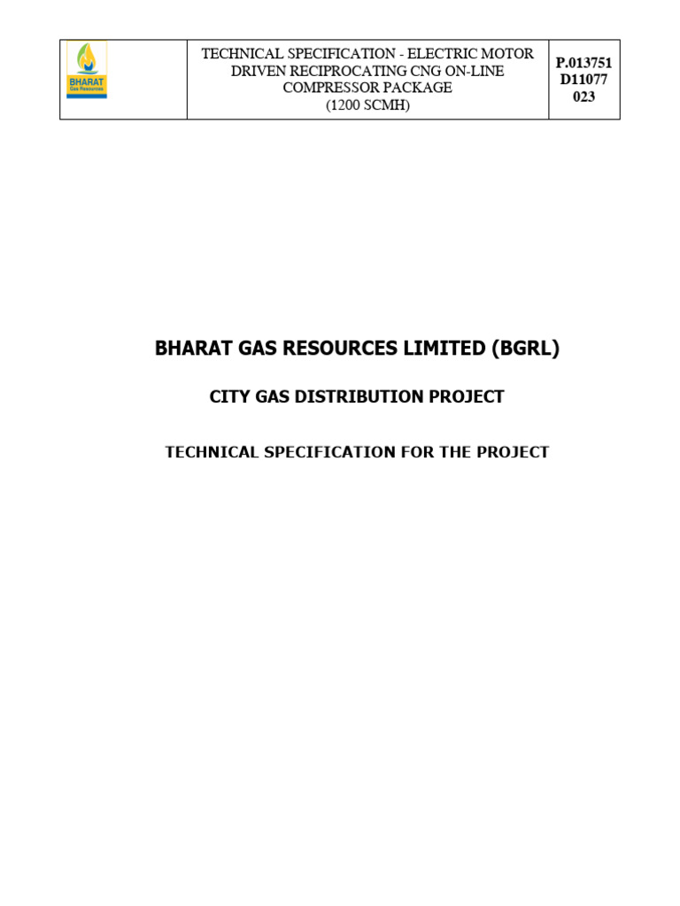 CNG Compressor Package Specs (1200 SCMH) | PDF | Specification ...