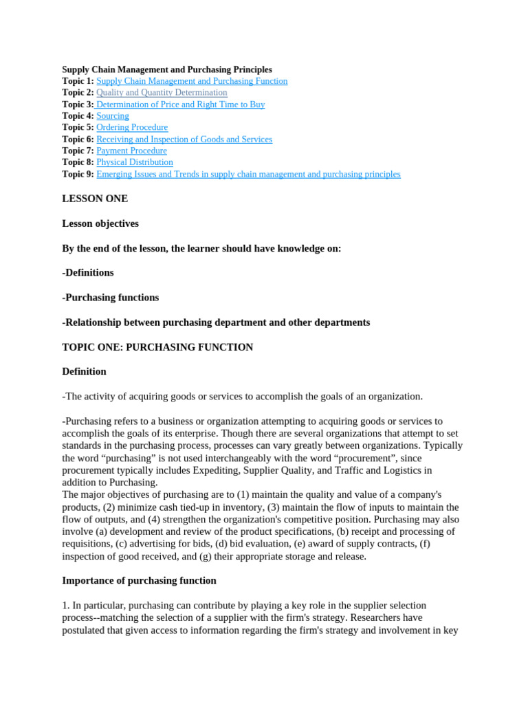 Purchasing Principles in Supply Chain Management | PDF | Prices ...