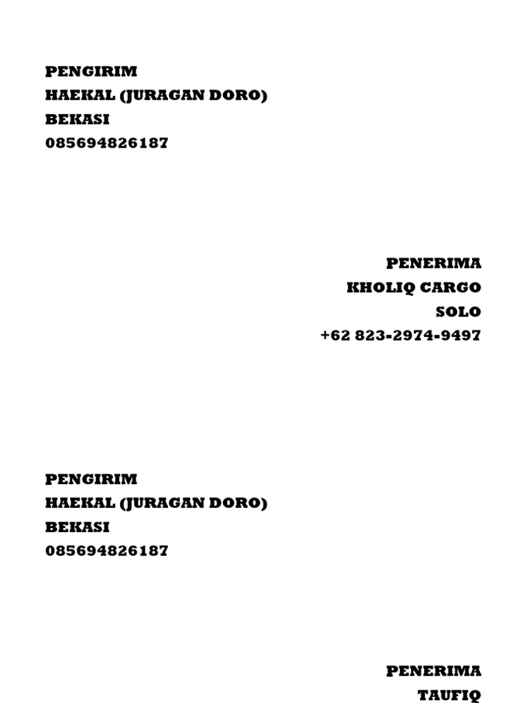 Format Pengiriman Juragan Doro PDF