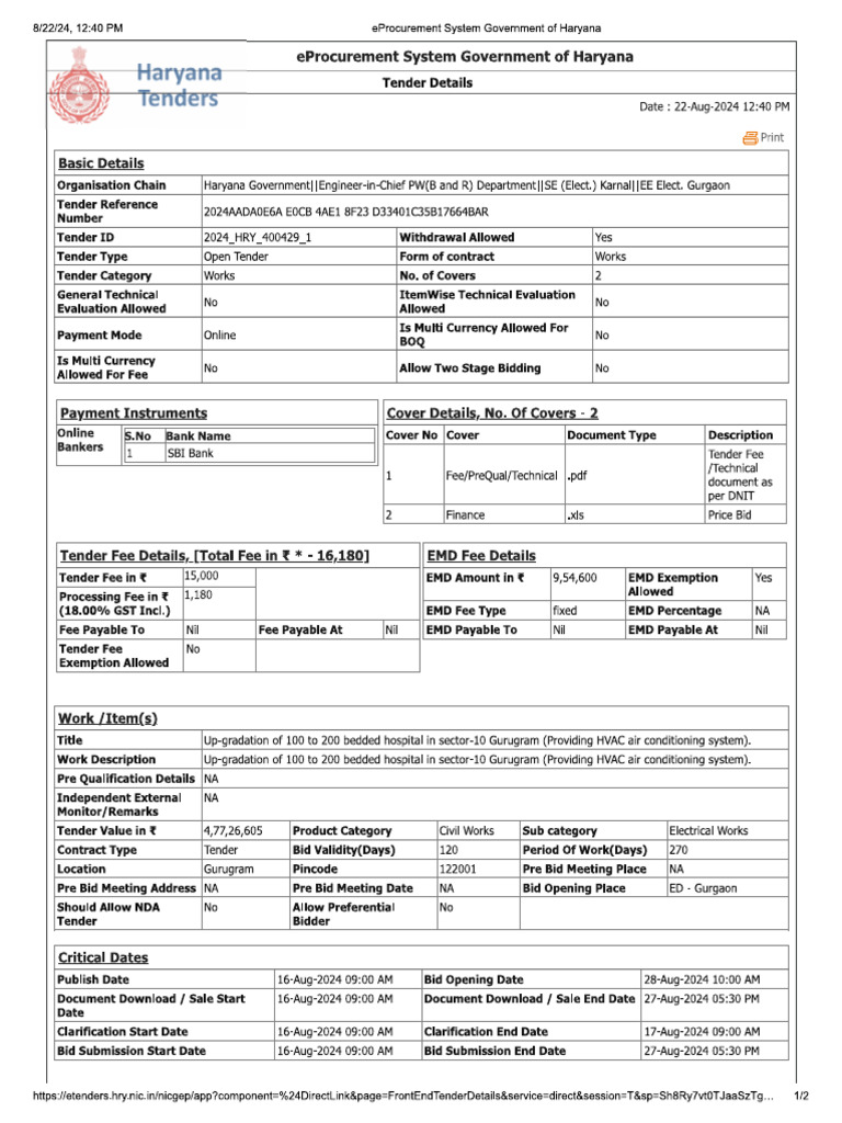 Tender Details | PDF