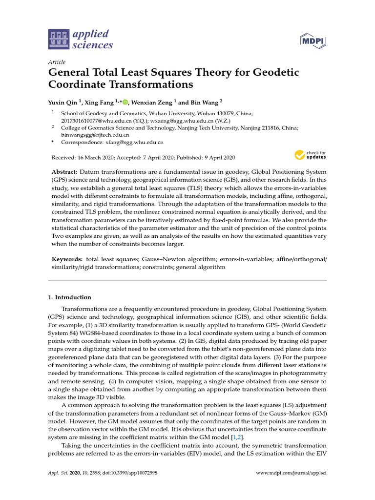 General Total Least Squares Theory For Geodetic Co | PDF | Matrix ...