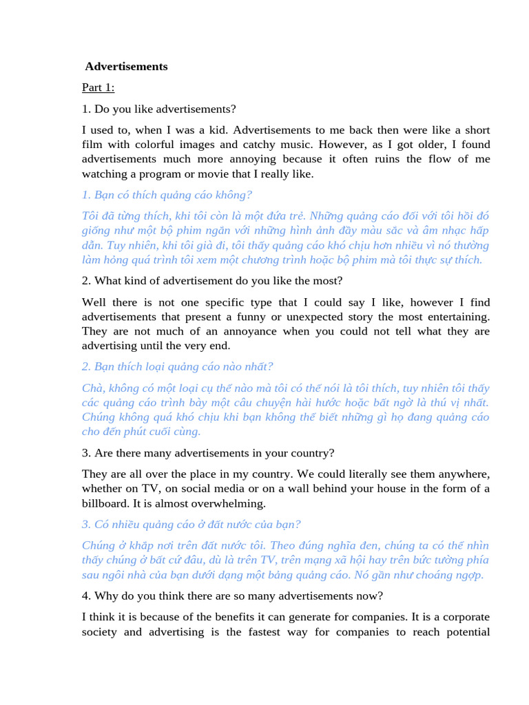 ADVERTISEMENTS - Sample Answer | PDF | Social Science