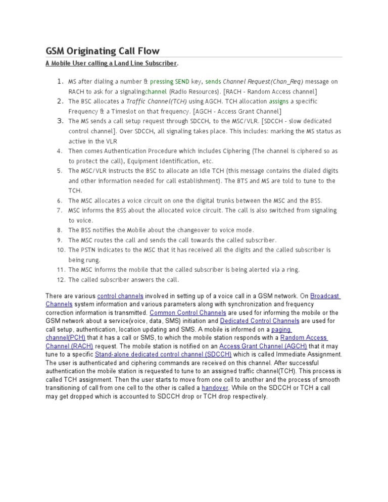 GSM Call Flow: Mobile to Landline | PDF | Radio Resource Management ...
